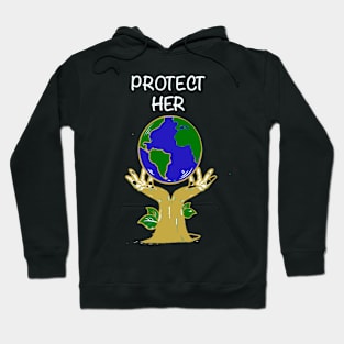 Protect Her Hands Holding Up Globe Hoodie